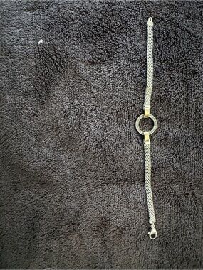 Gold-Tone Mesh Bracelet with Circular Accent